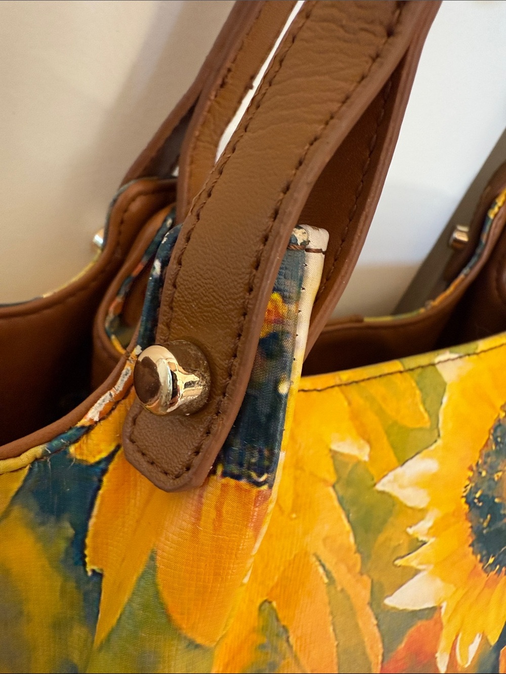 🌻 Sharif Sunflower Satchel Bag with Leather Trim - Picture 9 of 16